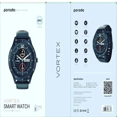 Porodo Vortex Smart Watch with Fitness And Health Tracking - Black